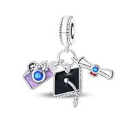 Ceremonia de graduación Memorial Conjunto de colgante de tres piezas Charm, compatible con Pandora Bracelet Neckalce