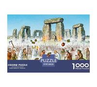 Ceremonia de Salida del Sol del Solsticio de Verano de Stonehenge Puzzle De Madera Impermeable DIY Puzzles De 1000 Piezas para Adultos Divertido Rompecabezas para Decoración del Hogar