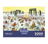 Ceremonia de Salida del Sol del Solsticio de Verano de Stonehenge Puzzle De Madera Impermeable Puzzles De 1000 Piezas para Adultos Colorido Rompecabezas Juegos Educativos