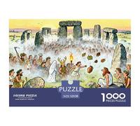Ceremonia de Salida del Sol del Solsticio de Verano de Stonehenge Puzzle De Madera Impermeable Puzzles De 1000 Piezas para Adultos Desafiante Y Estimulante Rompecabezas para Juegos Desafiantes