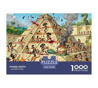 Ceremonia del Templo de Sacrificio Azteca Puzzle De Madera Impermeable DIY Puzzles De 1000 Piezas para Adultos Imposible Rompecabezas para Decoración del Hogar