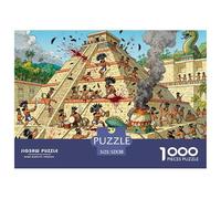 Ceremonia del Templo de Sacrificio Azteca Puzzle De Madera Impermeable Puzzles De 1000 Piezas para Adultos Imposible Rompecabezas Juegos Educativos