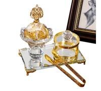 Ceremony Incense Holder- Middle Eastern Coil Holder with Tong, Decorative Candlestick Stand For Aromatherapy Rituals | Elegant Tabletop Ornament Ideal Yoga SPA Meditation Room Tea House Ambience