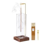 CEREMONY Soporte de Incienso, Soporte de Incienso de Madera para Varillas con recogedor de Cenizas de Cristal, Quemador de Incienso para meditación, Yoga, SPA, decoración de habitación
