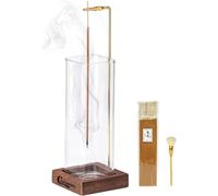 CEREMONY Soporte de Incienso, Soporte de Incienso de Madera para Varillas con recogedor de Cenizas de Cristal, Quemador de Incienso para meditación, Yoga, SPA, decoración de habitación