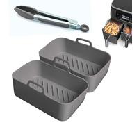 CERENE - Molde silicona freidora de aire, 2pcs accesorios airfryer sin aceite, cesta de silicona para air fryer,moldes freidora de aire doble,bandeja recipiente,cecotec, cosori, ninja.Horno,microondas