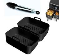 CERENE - Molde silicona freidora de aire, 2pcs accesorios airfryer sin aceite, cesta de silicona para air fryer,moldes freidora de aire doble,bandeja recipiente,cecotec, cosori, ninja.Horno,microondas
