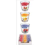 cereria artesana Umbria Juego de 12 Vela Cristal Mix Flower Expositor Vaso decoración y decoración del hogar, Multicolor, única