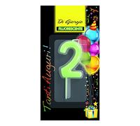 Cereria de Giorgio 5426 62 vela de cumpleaños número 2 fluorescente con soporte