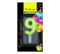 Cereria de Giorgio 5426 _ 69 vela de cumpleaños número 9 fluorescente con soporte