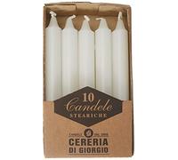 Cereria di Giorgio 407 - Velas esteáricas, de cera, color blanco, 1,8 x 1,8 x 15 cm, 10 unidades