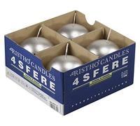 Cereria di Giorgio Risthò - Velas esféricas de Cera, Color Plateado, 8 x 8 x 8 cm, 4 Unidades