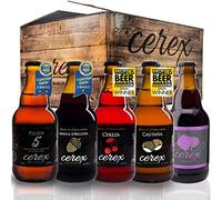 CEREX - Pack 20 cervezas artesanales Cerex 33 cl. (4 Pilsen, 4 Ibérica de Bellota, 4 Castaña, 4 Cereza, 4 Frambuesa) - Mejor Cerveza Artesanal de España Premios"World Beer Awards 2017"