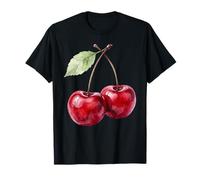 Cereza Acuarela Rojo Cerezas Estética Verano Fruta Amante Camiseta