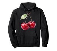 Cereza Acuarela Rojo Cerezas Estética Verano Fruta Amante Sudadera con Capucha