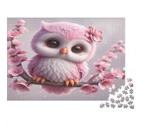 Cereza de búho Rosa Puzzles 1000 Piezas Papel Reciclado para Adultos Puzzle para Adultos Juego Educativo con desafío Excelente Idea de Regalo para la relajación 52x38cm/1000pcs