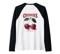 Cerezas A Pop of Joy Estilo Vintage Farm to Market Art Back Camiseta Manga Raglan