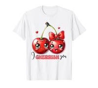 Cerezas Kawaii I Cherrish You Pareja Amor Fruta Camiseta