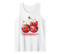 Cerezas Kawaii I Cherrish You Pareja Amor Fruta Camiseta sin Mangas