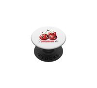Cerezas Kawaii I Cherrish You Pareja Amor Fruta PopSockets PopGrip Adhesivo