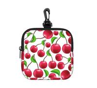 Cerezas Rojas Impresas,Bolsa de Almacenamiento Cuadrada con Cremallera, Monedero de Neopreno, Carteras pequeñas, Monedero pequeño, Monedero