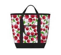 Cerezas rojas impresas,Bolsas de almuerzo de gran capacidad, bolsa de mano térmica para mujeres, hombres, trabajo, picnic, viajes.
