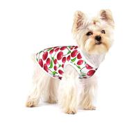 Cerezas Rojas Impresas,Camiseta de algodón sin Mangas para Mascotas, Chaleco Transpirable, Suave y elástico para Cachorros,S