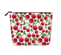 Cerezas Rojas Impresas,Neceser de Maquillaje de imitación Lino, Neceser de Viaje portátil