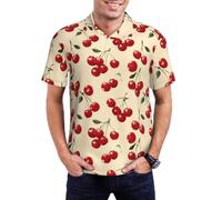 Cerezas Rojas_Ppp0103 Imprimir Polo con Cuello Golf Polos Deportiva Camisetas para Gimnasio Vacaciones Tenis XL