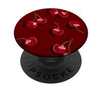 Cerezas rojas profundas sobre fondo burdeos PopSockets PopGrip Adhesivo