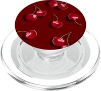Cerezas rojas profundas sobre fondo burdeos PopSockets PopGrip para MagSafe