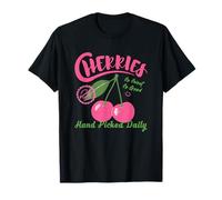 Cerezas seleccionadas a Mano Diario Lindo Verano Mercado de Frutas Arte Camiseta