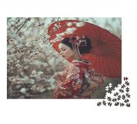 Cerezos en Flor, Mujeres japonesas en Kimono 52x38cm/1000pcs Rompecabezas para Adultos - Juguete De Bricolaje