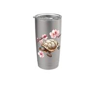 Cerezos en flor - tortuga de acuarela Vaso térmico de acero inoxidable de doble pared