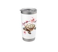 Cerezos en flor - tortuga de acuarela Vaso térmico de acero inoxidable de doble pared