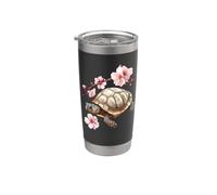 Cerezos en flor - tortuga de acuarela Vaso térmico de acero inoxidable de doble pared