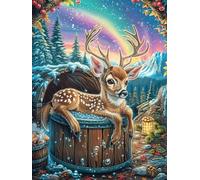 Cerf Avec un ARC-en-Ciel Sur un tonneau Puzzle 300 Piezas Cartón Grueso para Adultos Mitos Cuento de Hadas Entretenimiento Casero Alivio Estrés Compatible Marco Estándar Regalo Original 300 PCS