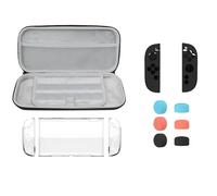 CERFFOOL - Carcasa protectora para Nintendo Switch 2, carcasa transparente de TPU + funda de transporte + Joy-Con carcasa de silicona + juego de 6 tapas de joystick para accesorios de repuesto