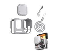 CERFFOOL Funda de silicona para Insta360 Ace Pro 2, funda protectora antiarañazos con tapa de lente, correa a prueba de pérdidas, correa para el cuello para accesorios de cámara de acción (gris)