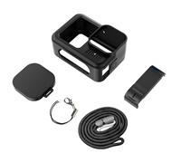 CERFFOOL Funda Protectora de Silicona para GoPro Hero 13 Black con Cubierta Lateral de batería y Tapas de Lente, Cuerda de 40 cm de Largo y cordón para Kit de Accesorios de cámara de acción