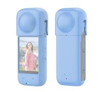 CERFFOOL Funda protectora de silicona para Insta360 X4, funda protectora de goma, funda de piel antiarañazos, protector de lente, accesorios de cámara de acción (azul)