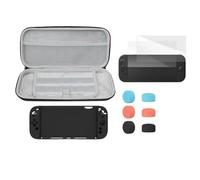 CERFFOOL Kit de Funda Protectora para Nintendo Switch 2 Funda Protectora de Silicona Negra + Funda de Transporte + Protector de Pantalla 2 PCS + Juego de 6 Tapas de Joystick para Accesorios de Repuest