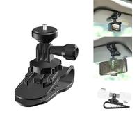 CERFFOOL Soporte de clip para visera de coche para DJI Osmo Action 5 Pro 4 3 GoPro Hero 13 negro 12 11 Insta360 GO 3S/X5/Ace Pro 2 con adaptador de tornillo de 1/4 pulgadas giratorio de 360° para