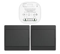 Cerhot de interruptor inalámbrico cinético negro RF quinético interruptores inalámbricos de control simple y doble sin batería mando a distancia radio interruptor inalámbrico (Negro 1Gang 2V1 UE)