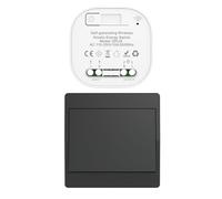 Cerhot interruptor inalámbrico cinético negro RF interruptores inalámbricos de control simple y doble sin batería mando a distancia radio interruptor inalámbrico (Negro 1Gang 1V1 EU)