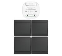 Cerhot interruptor inalámbrico cinético negro RF interruptores inalámbricos de control simple y doble sin batería mando a distancia radio interruptor inalámbrico (Negro 1Gang 4V1 EU)