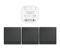 Cerhot interruptor inalámbrico cinético negro RF interruptores inalámbricos de control simple y doble sin batería mando a distancia radio interruptor inalámbrico (Negro 1Gang 3V1 EU)