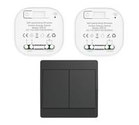 Cerhot interruptor inalámbrico cinético negro RF quinético interruptores inalámbricos de control simple y doble sin pila control remoto radio interruptor inalámbrico (Black 2Gang 1V2 EU)