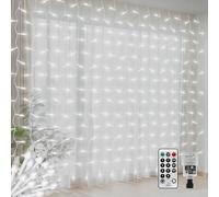 CERIAL 4x2M Cortina Luces Navidad Exterior, 300 luces LED,8 Modos con Control Remoto,incandescentes para,luz de carámbano,cortina de ventana,luces de hadas impermeables para cenador, exterior