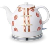 Cerina de cocina Cerámica eléctrica Inalta de tetera blanca Tetera retro 1.2L Jarra, 1200w hierve agua rápida para té, café, sopa, avena base removible, protección de seco de hervir/rojo Aqiong